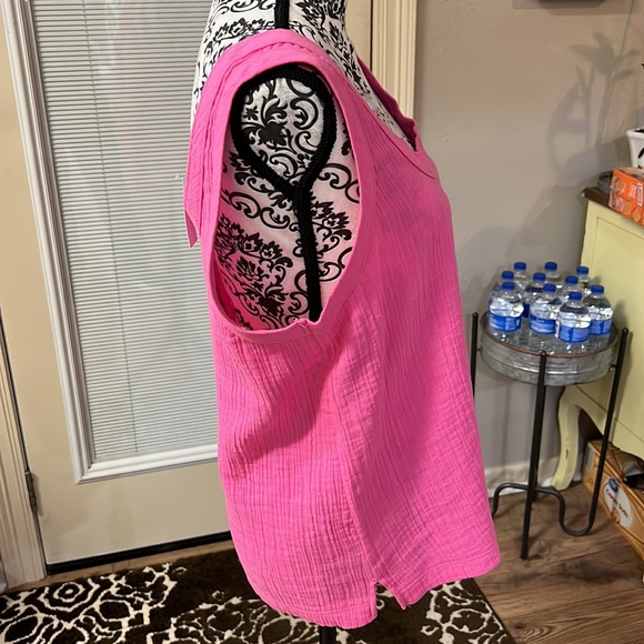 # 703 LOFT Pink Blouse Medium Gauze NWT - Picture 3 of 6